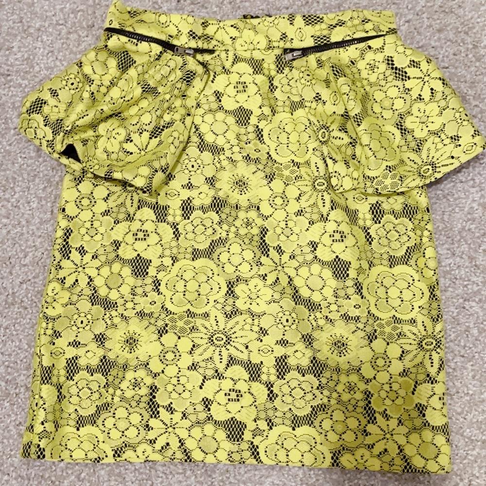 TOPSHOP yellow lace skirt 4